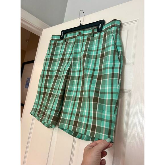 Men's Louis Raphael Plaid Golf Shorts Size 36 Waist Casual Flat Front - Picture 2 of 10